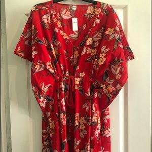 Old Navy-Gauze Button-Front Caftan Swim Cover-Up L